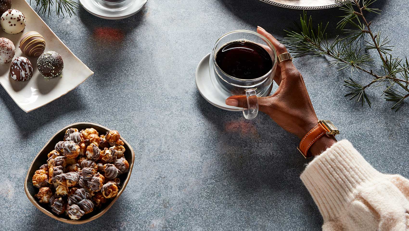 seasonal winter cocktails and snacks